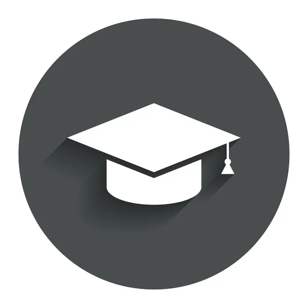 Icono de signo de gorra de graduación. Símbolo educativo . — Vector de stock