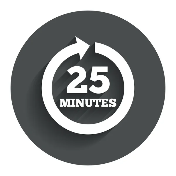 Every 25 minutes sign icon. Full rotation arrow. — Stock Vector