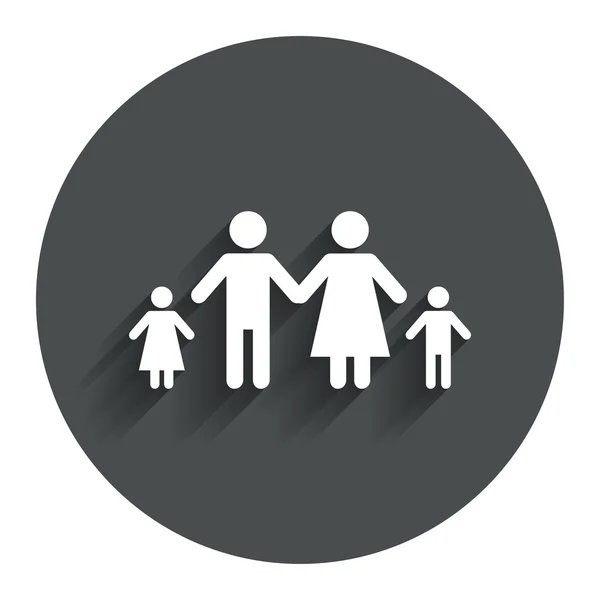 Famiglia completa con due bambini segno icona . — Vettoriale Stock
