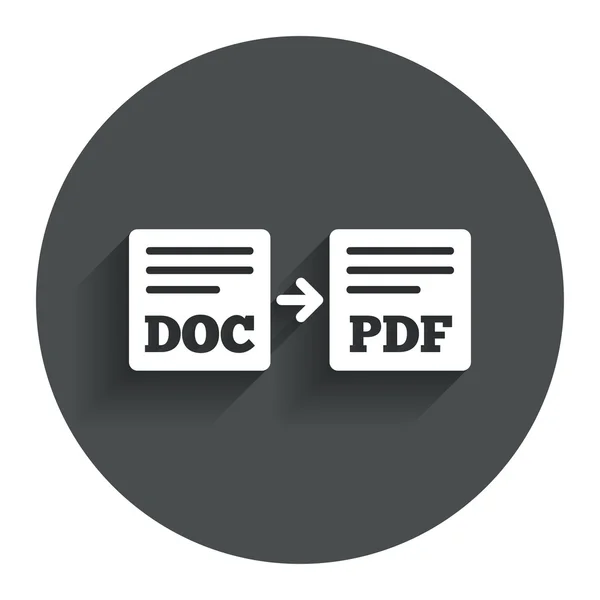 Exportar DOC para ícone PDF. Símbolo do documento . — Vetor de Stock