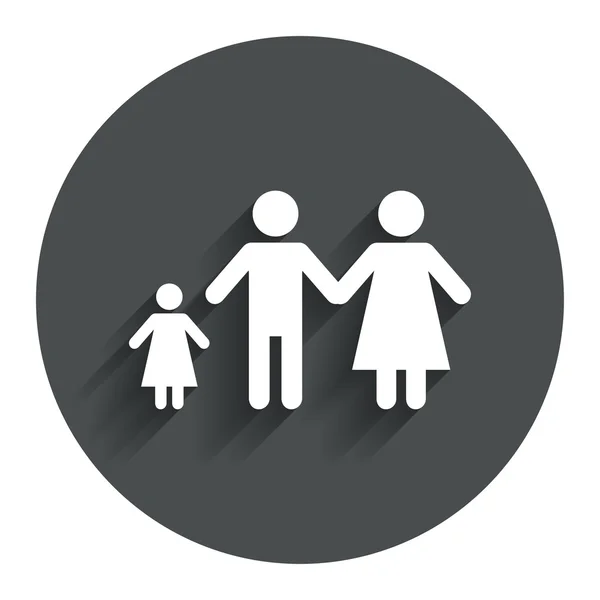 Famiglia completa con icona del segno di un bambino . — Vettoriale Stock