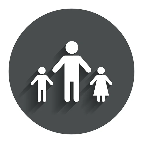 Een-ouder gezin met twee kinderen ondertekenen pictogram. — Stockvector