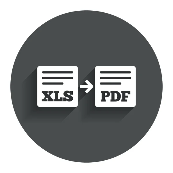 Exportar XLS para ícone PDF. Símbolo do documento . — Vetor de Stock