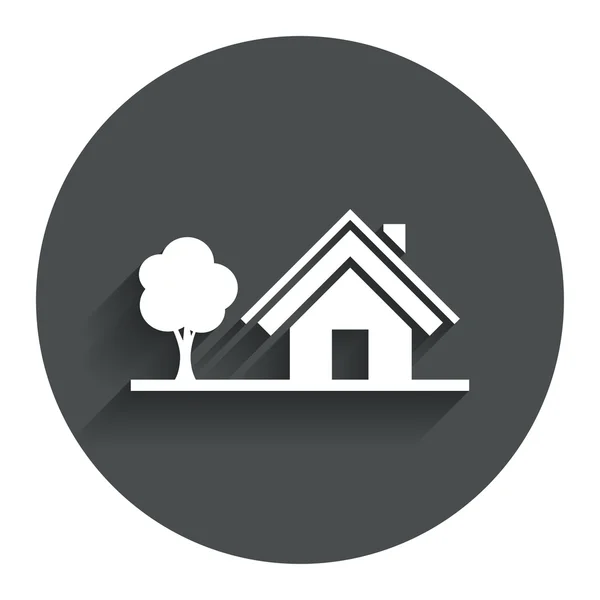 Icono de signo de inicio. Casa con símbolo de árbol . — Vector de stock