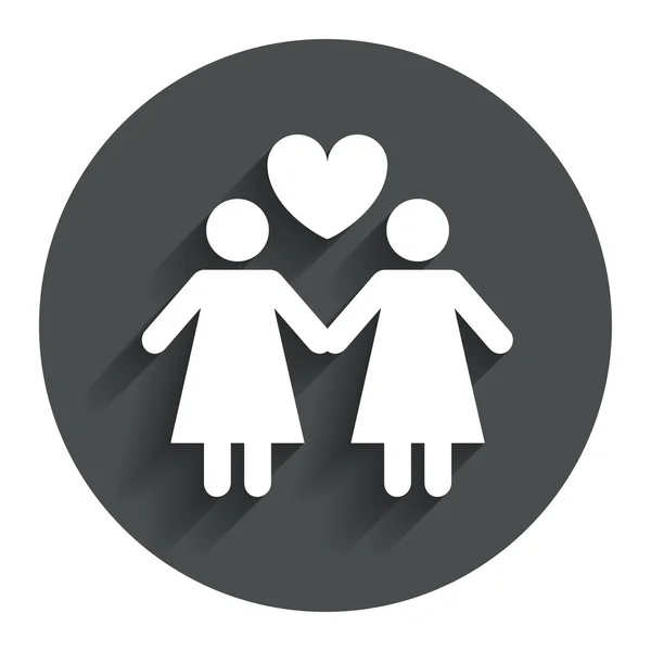 Couple sign icon. Woman love woman. Lesbians. — Stock Vector