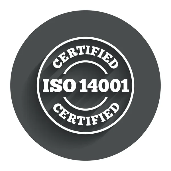 ISO 14001 kwalifikowanego znak. pieczęć certyfikacji. — Wektor stockowy