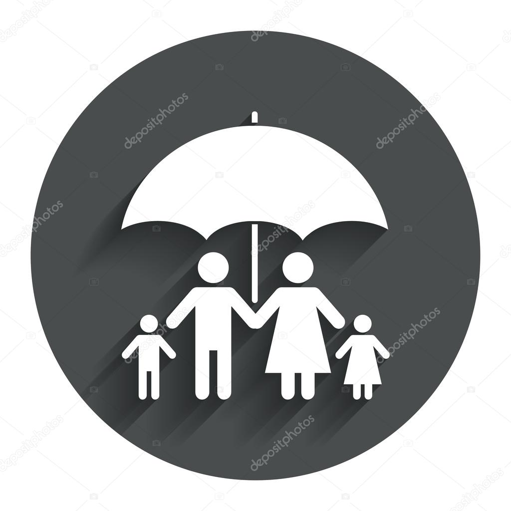 Complete family insurance icon. Umbrella symbol.