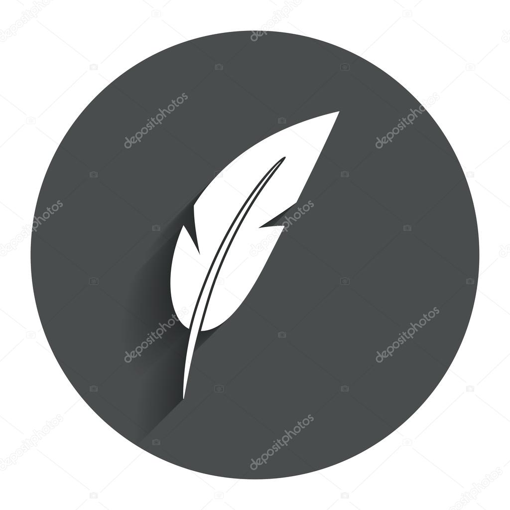 Feather sign icon. Retro pen symbol.