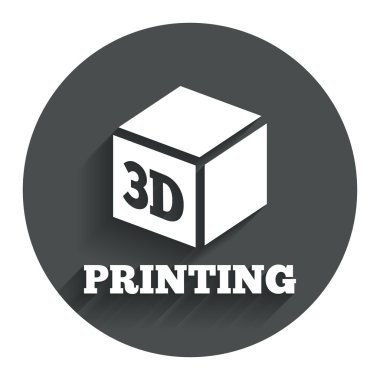 3D baskı işareti simgesi. 3D küp yazdırma simgesi.
