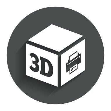 3D baskı işareti simgesi. 3D küp yazdırma simgesi.