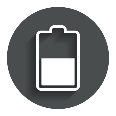 Pil yarım seviye işareti simgesi. düşük elektrik.