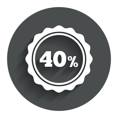 yüzde 40 indirim işareti simgesi. satış sembol.