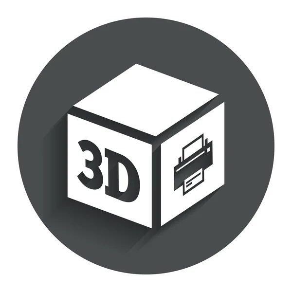 3D tryckta tecken ikonen. 3D kuben utskrift symbol. — Stock vektor
