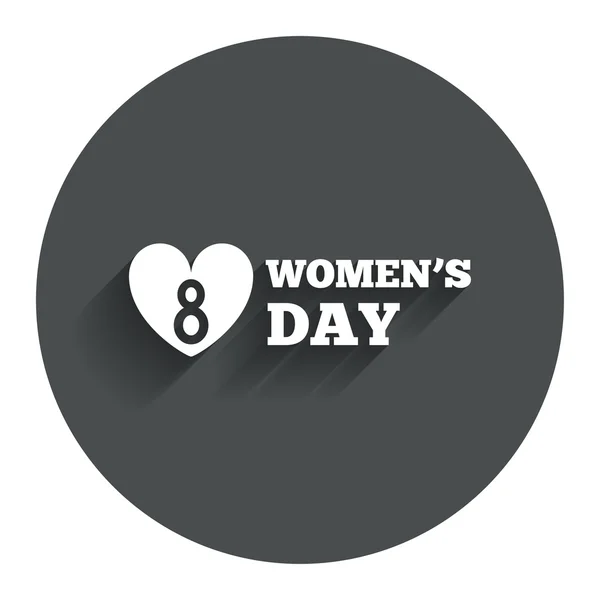 8 March Womens Day sign icon. Heart symbol. — Stock Vector