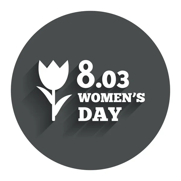 8 Março Womens Day sinal ícone. Símbolo da flor . — Vetor de Stock