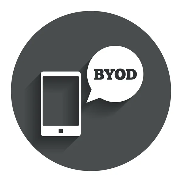 Icono de signo BYOD. Traiga su propio símbolo de dispositivo . — Vector de stock