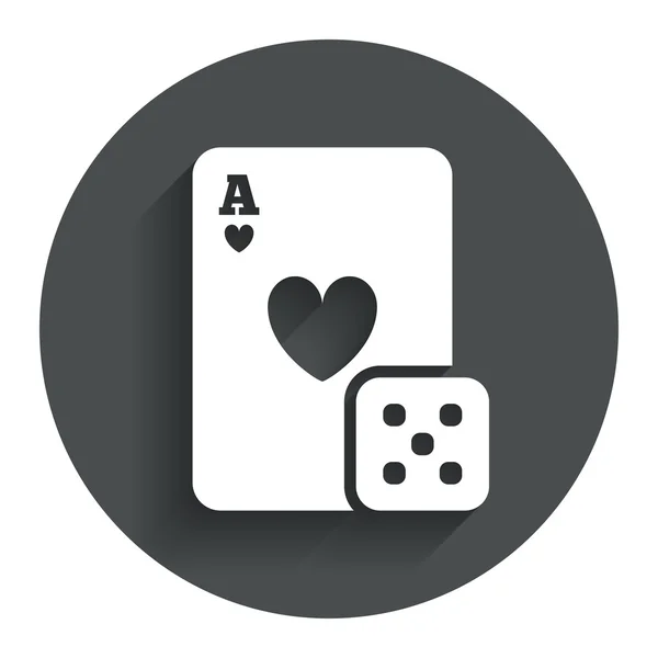Ikona podepsat Casino. hrací karta s kostkami symbolem — Stockový vektor