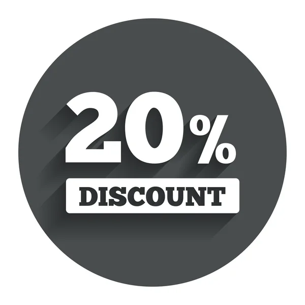 20 percent discount sign icon. Sale symbol. — Stock Vector