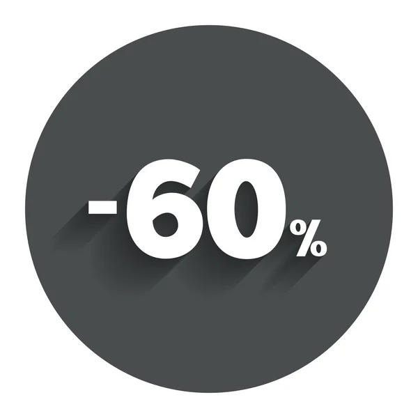 60 percent discount sign icon. Sale symbol. — Stock Vector