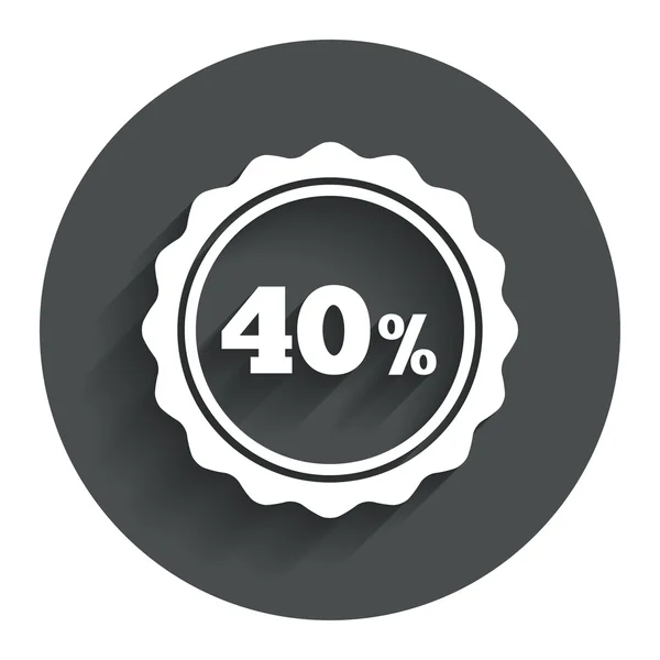 40 percent discount sign icon. Sale symbol. — Stock Vector