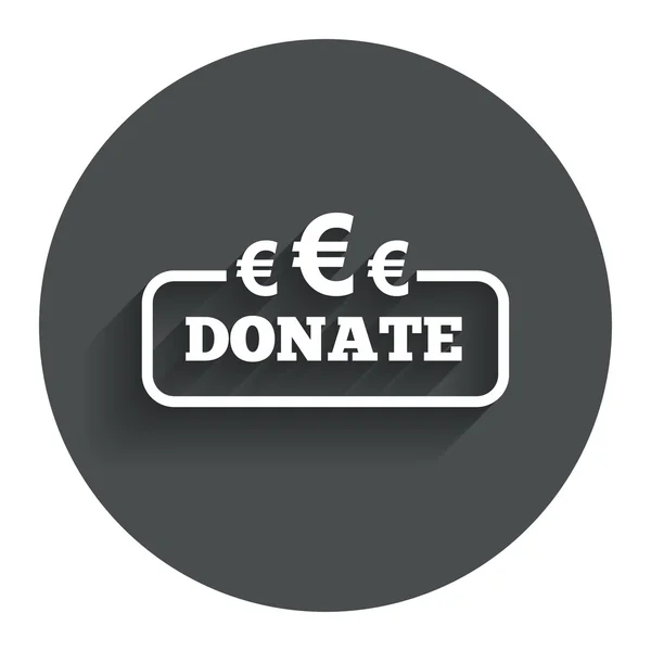 Bağış işareti simgesi. Euro eur simgesi. — Stok Vektör