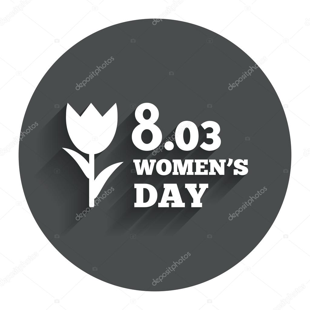 8 March Womens Day sign icon. Flower symbol.