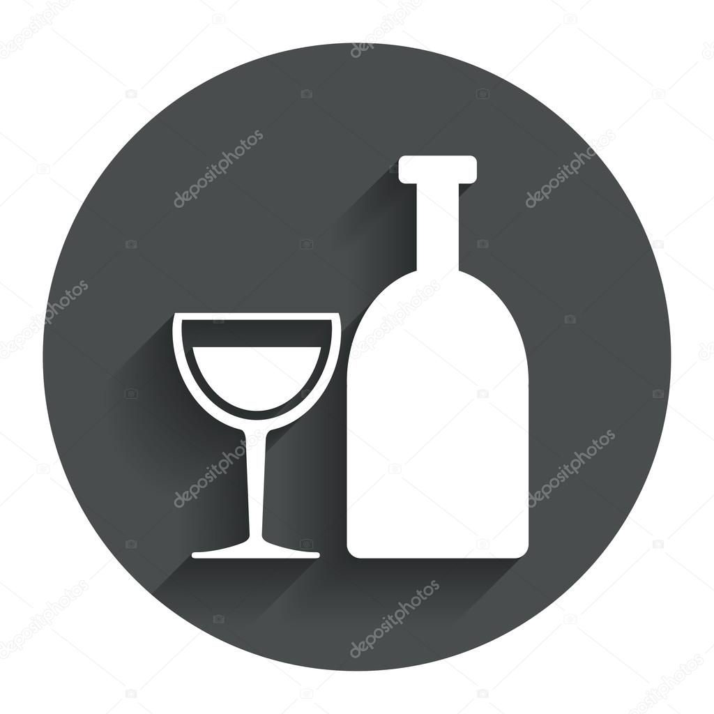 Alcohol sign. Drink symbol. Bottle with glass