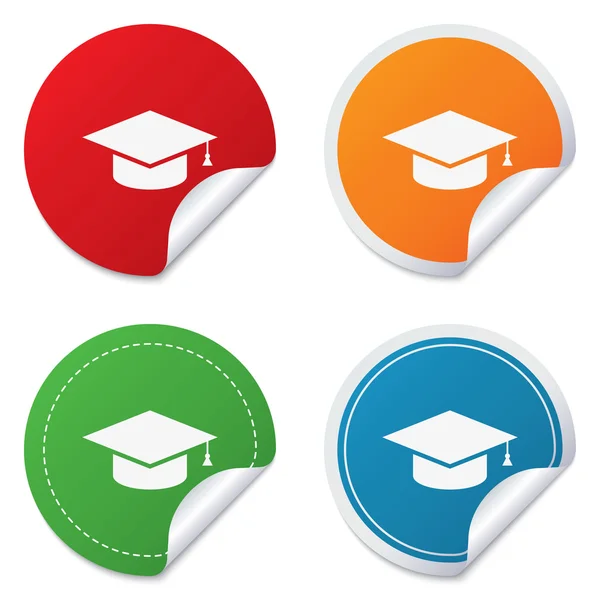 Icono de signo de gorra de graduación. Símbolo educativo . — Vector de stock