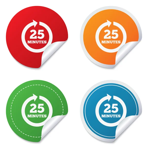 Every 25 minutes sign icon. Full rotation arrow. — Stock Vector