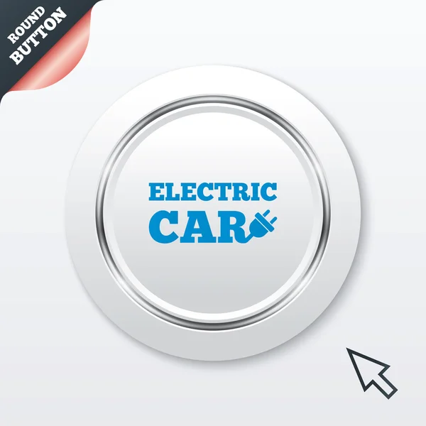 Icono de signo de coche eléctrico. Símbolo del vehículo eléctrico — Vector de stock