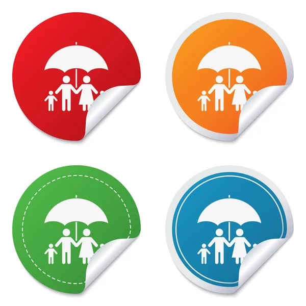 完整的家庭保险图标。伞象征. — 图库矢量图片
