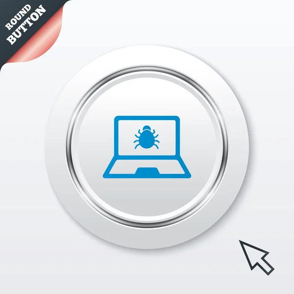Icône de signe de virus d'ordinateur portable. Bogue logiciel pour ordinateur portable . — Image vectorielle