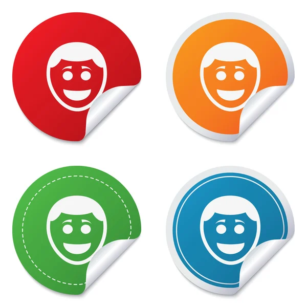 gülümsemek yüz simgesi. Smiley ile saç modeli simgesi.