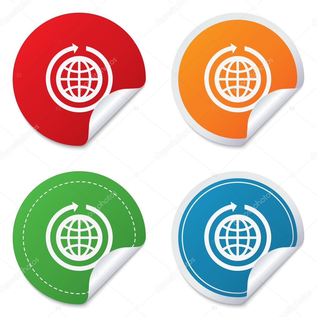 Globe sign icon. Round the world arrow symbol.