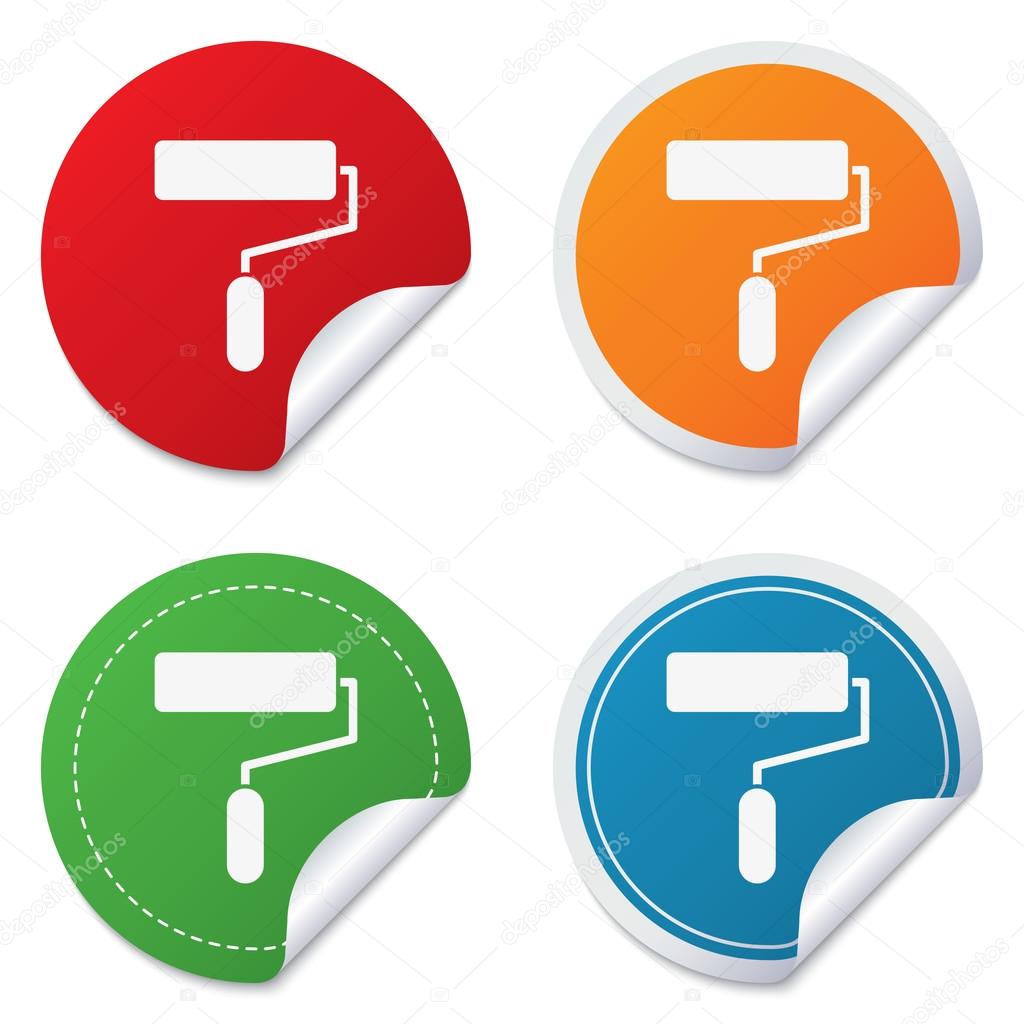 Paint roller sign icon. Painting tool symbol.