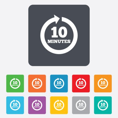 her 10 dakika işareti simgesi. tam dönüş oku.