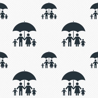 Aile sigortası kutsal kişilerin resmi tamamlamak. şemsiye sembolü.