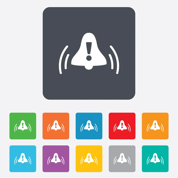 Sino de alarme com ícone de ponto de exclamação. Acorda. . —  Vetores de Stock