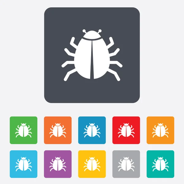 Bug teken pictogram. virus symbool. software bug fout — Stockvector