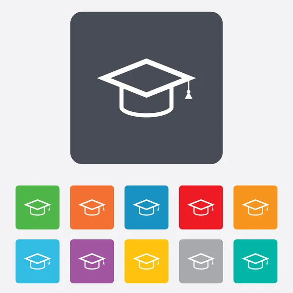 Icono de signo de gorra de graduación. Símbolo educativo . — Vector de stock