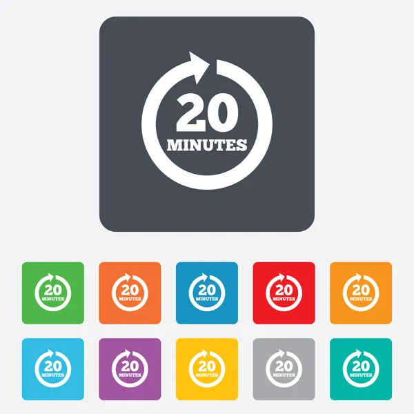Toutes les 20 minutes signez l'icône. Flèche de rotation complète . — Image vectorielle