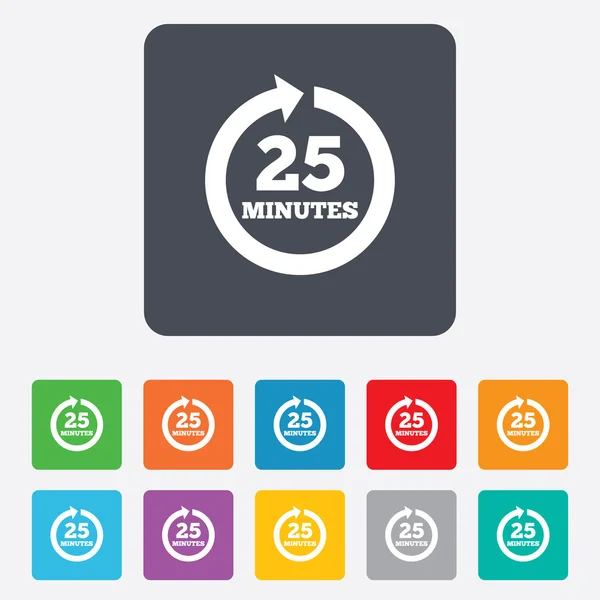 Toutes les 25 minutes signez l'icône. Flèche de rotation complète . — Image vectorielle