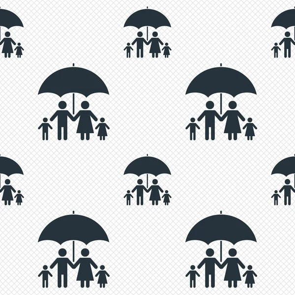 Icono completo del seguro familiar. Símbolo de paraguas . — Vector de stock