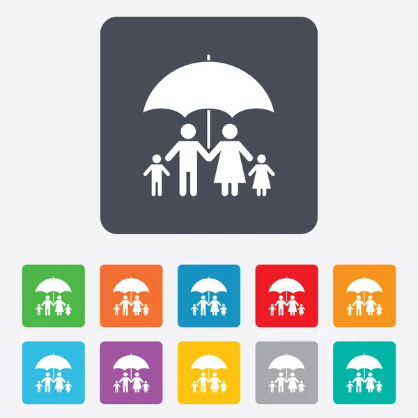 Icône d'assurance familiale complète. Symbole de parapluie . — Image vectorielle