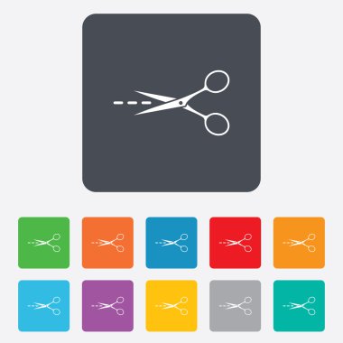 makasla kesme çizgi işareti simgesi. terzi sembolü.