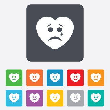 üzgün kalp yüzü gözyaşı simgesi. sembol ağlıyor.