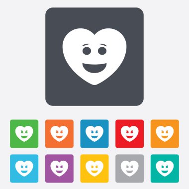 Smile heart face icon. Smiley symbol. clipart