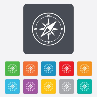 Pusula işareti simgesi. Windrose gezinti simgesi.