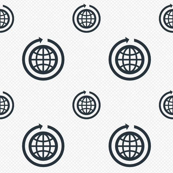 Globus-Zeichen. um die Welt Pfeil-Symbol. — Stockvektor