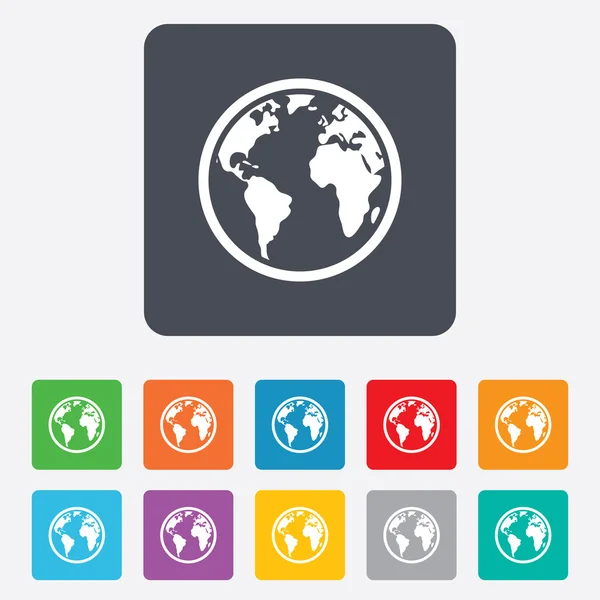 Wereldbol teken icoon. wereld kaart geografie symbool. — Stockvector